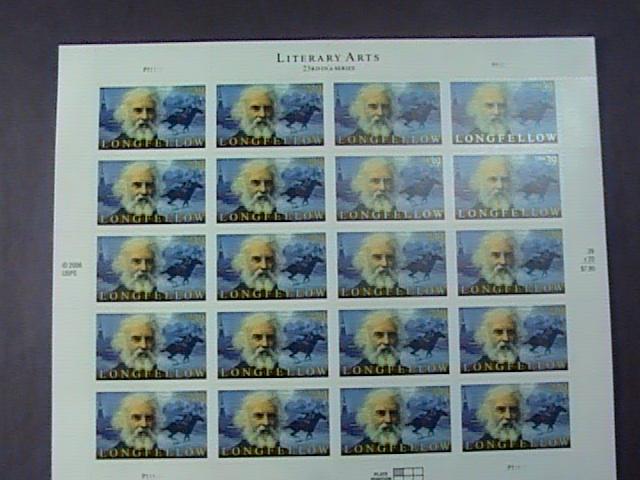 U.S.# 4124-MINT/NH--PANE OF 20---LITERARY ARTS/LONGFELLOW ----2007