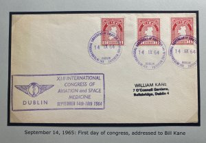 1964 Dublin Ireland Airmail First Day Cover Aviation & Space Medicine Congress B