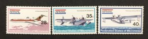 Micronesia 1984 #c1-3, Planes, MNH.