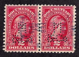 R218 Used... Perfin Pair... SCV $2.00