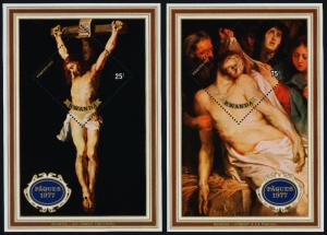 Rwanda 799-800 MNH Easter, Art, Rubens, Descent from the Cross, Crucifixion