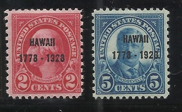 647-648 2c, 5c Hawaii Overprints MH F/VF Centering