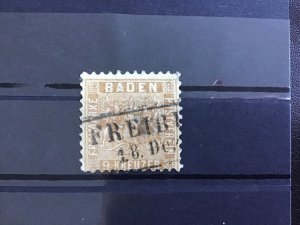 Baden  1862 SG25 used stamp cat 200  R30108