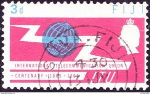 FIJI 1965 QEII 3d Blue & Rose-Carmine, ITU Centenary SG341 FU
