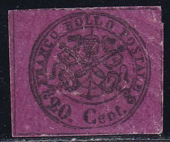 Italy Roman States 1868 Sc 23e Reprint SCV 2.50 IMP Stamp MH NG