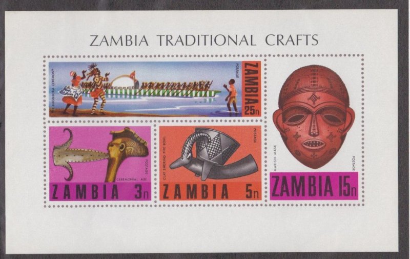 Zambia # 69a, Traditional Crafts Souvenir Sheet, Mint NH, 1/2 Cat.