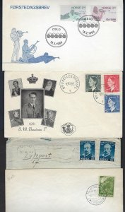 NORWAY DENMARK 1940s 60s LOT OF 7 COVERS COMMERCIAL & FDC