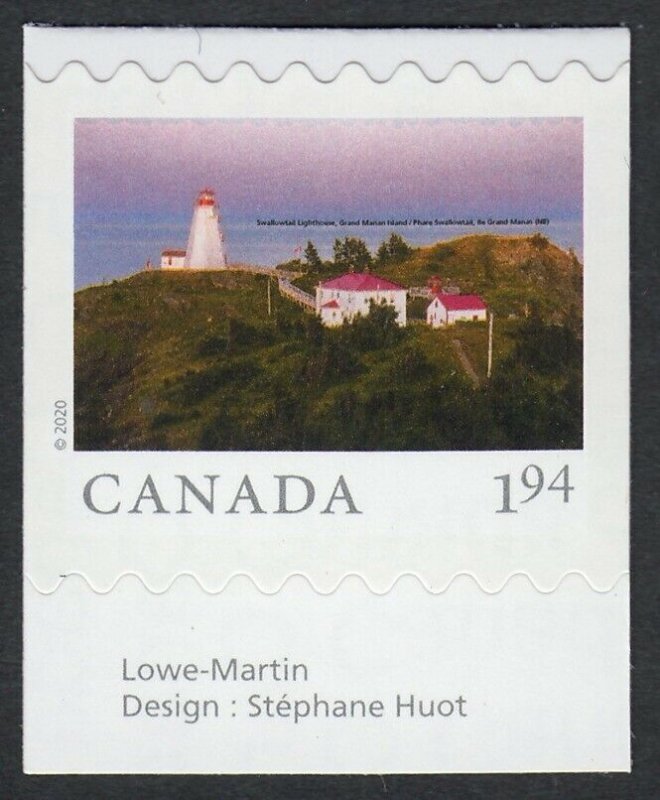 LIGHTHOUSE = FAR AND WIDE = 1.94 BK STAMP INSCRIPTION MNH Canada 2020 #3227