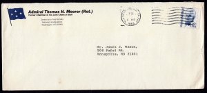 U.S. #1866 on a Used Cover From Admiral Thomas H. Moorer (Ret.), Postmark 1983