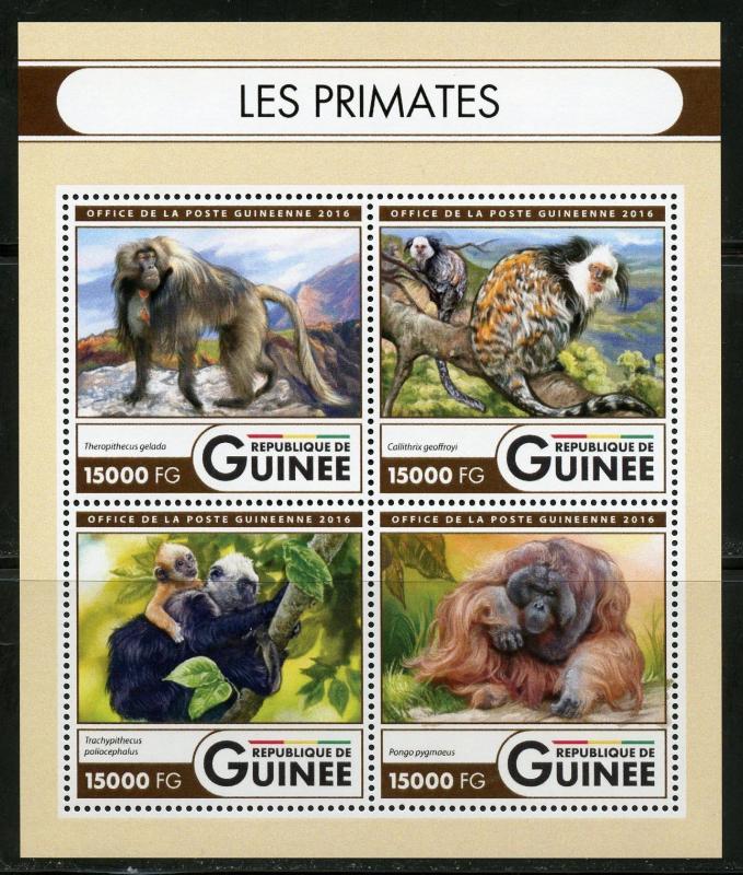 GUINEA 2016 THE PRIMATES  SHEET MINT NH