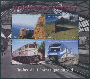 Trains of South America Railways Stamps Central African Railway 2011 MNH 4v M/S