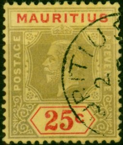 Mauritius 1932 25c Black & Red-Pale Yellow SG236a Die I Good Used Faded