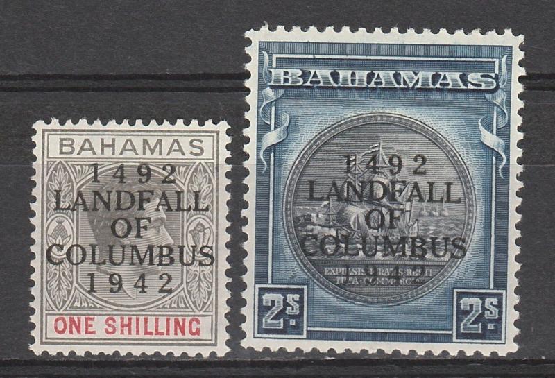 BAHAMAS 1942 450TH ANNIVERSARY 1/- AND 2/-