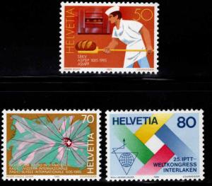 Switzerland Scott 757-759 MNH** 1985 stamp set disturbed gum on 50c stamp