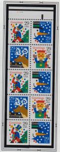 1993 Christmas Sc 2798a never folded pane plate no. 111111  CV $10