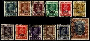 1940-45 India Patiala #O63-O74 Officials - Most Used - VF - CV$38.00 (ESP#1686)