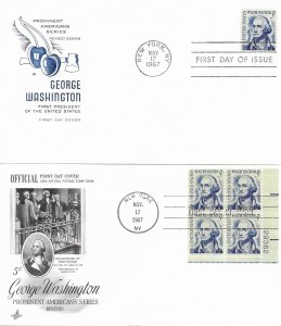 1967 FDC, #1283B, 5c George Washington, House of Farnam & Art Craft