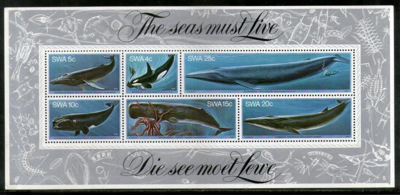 South West Africa 1980 Killer Whale Marine Life Animals Sc 442a M/s MNH # 18175