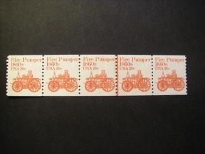 Scott 1908, 20c Fire Pumper, PNC5 #1, KEY STRIP, MNH Transportation, CV $90