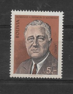 BOLIVIA 1969 Homage to Franklin Roosevelt Portrait 1 value Scott c298 Mi 792 MNH
