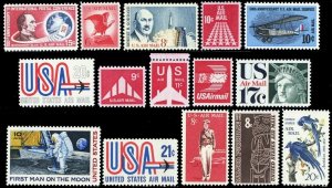 C66//C81, 1963-1971 Airmail Commemorative Set of 15 MNH Stamps - Stuart Katz