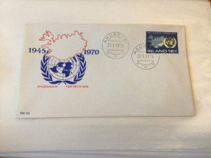Iceland 1970 Anniversary of United Nations first day cover Ref 60402