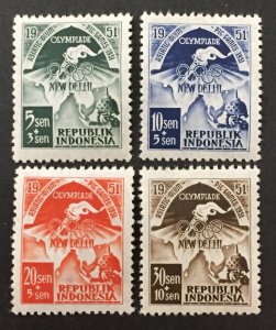 Indonesia 1951 #b58-61, Asiatic Olympics, MNH.