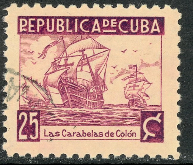 CUBA 1937 25c FLEET COLOMBUS American Writers and Artist Assoc Issue Sc 354 VFU