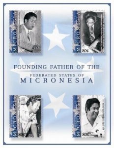 Micronesia 2010 - Founding Leaders - Sheet of 4 Stamps - Scott #870 - MNH