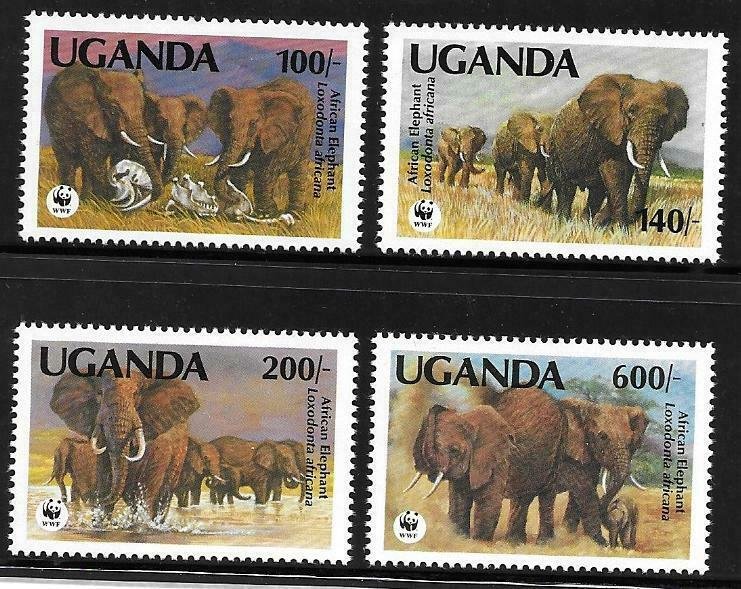 1991    Thematics -  UGANDA  -  SG. 988 / 991  -  AFRICAN ELEPHANT - WWF - UMM