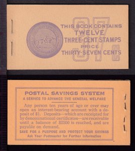 1939 Jefferson 3c BK100 booklet (2 panes 807a 3mm gutter) mint complete