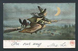 1906 Salem Witch Postcard - Salem, Massachusetts to Whiteface, New Hampshire