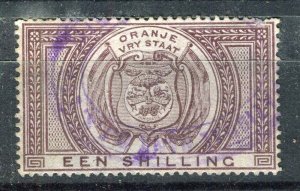 ORANGE FREE STATE; 1880s early classic Revenue issue used 1s. value