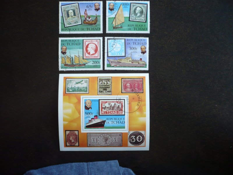 Stamps - Chad - Scott# C249-C253 - CTO Set of 4 Stamps & 1 Souvenir Sheet