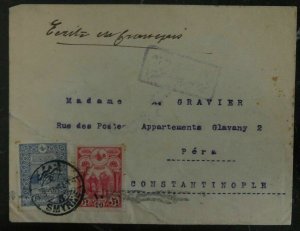 1918 Smyrna Turkey Registered Cover To Constantinople