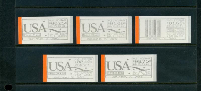 Scott #CVP6-10 Computer Vended Postage Stamp Complete Set of 5 Stamps (CVP10-1)