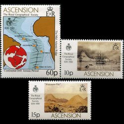 ASCENSION 1980 - Scott# 266-8 RGS Side.Inv.WMK Set of 3 NH