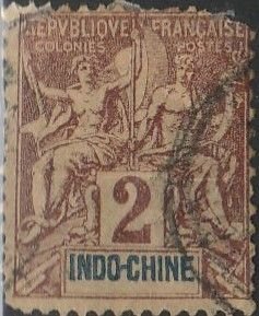 Indo-china, #4 Used, From 1892-1900,    CV-$1.75  rounded corner