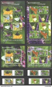 2020 Aitutaki Butterflies !!! Sale Flora & Fauna 2Sh+2Kb+Full Set ** Nw707-12