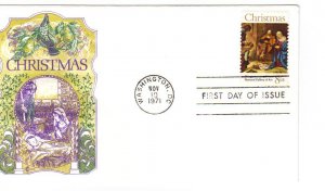 US 1444 8c Christmas Manger Scene on FDC CCC Cachet Unaddressed ECV $20.00