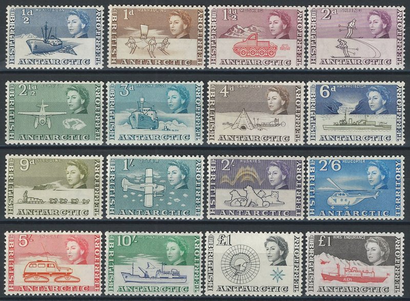 1963-69 British Antarctic Territory 16v. MNH SG n. 1/16