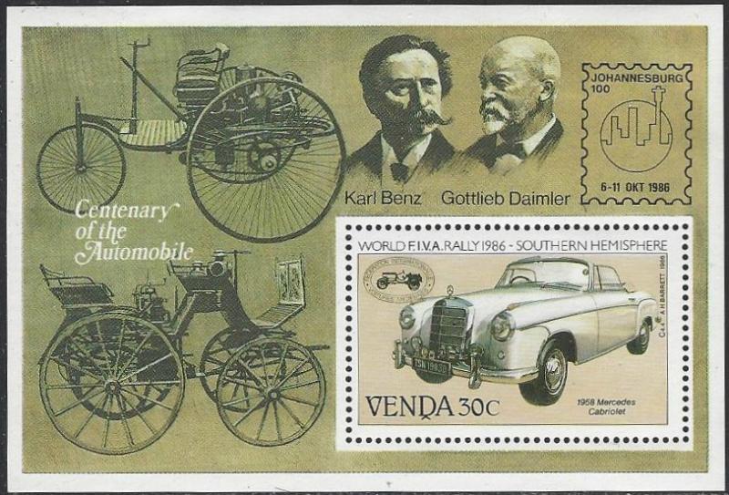 Venda #160a MNH Mercedes Cabriolet Souvenir Sheet