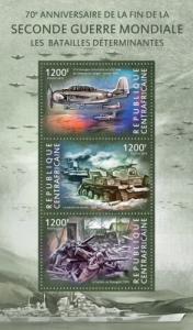 CENTRAFRICAINE 2015 SHEET DECISIVE BATTLES SECOND WORLD WAR WWII AIRCRAFT TANKS