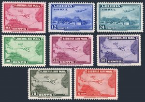 Liberia C37-C44. MNH. Mi 353-360. Air Post 1942-1944. Air Route from US. Planes.