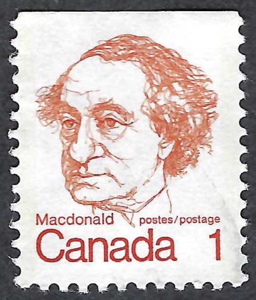 Canada #586as 1¢ Sir John A. Macdonald (1974). From booklet. Used.