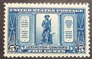 619 MNH 5c Lexington-Concord, The Minute Man (1947cc)