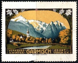 Vintage Germany Poster Stamp Garmisch Sports Club Munich