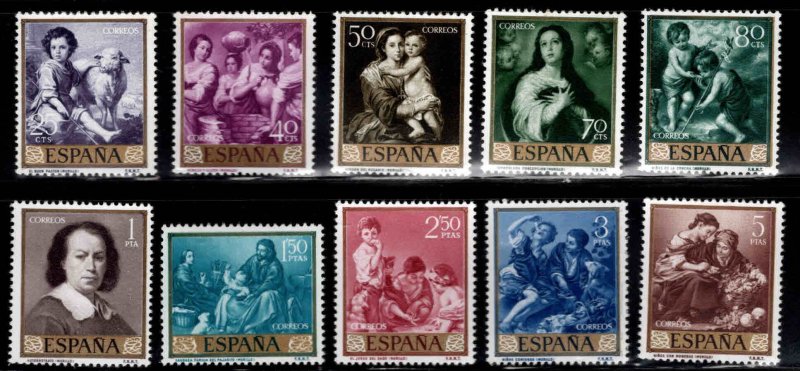 SPAIN Scott 921-930 MNH* * Murillo Art works Gold Frame series