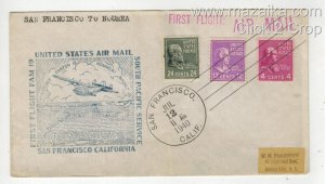 1940 TRANS-PACIFIC AIRMAIL 1ST FLIGHT F19-1B SAN FRAN -NOUMEA  1938 PREXY STAMPS