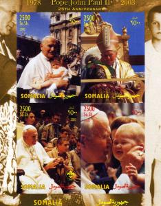 Somalia 2003 Pope John Paul II Sheet of 4 Imperforated mnh.vf